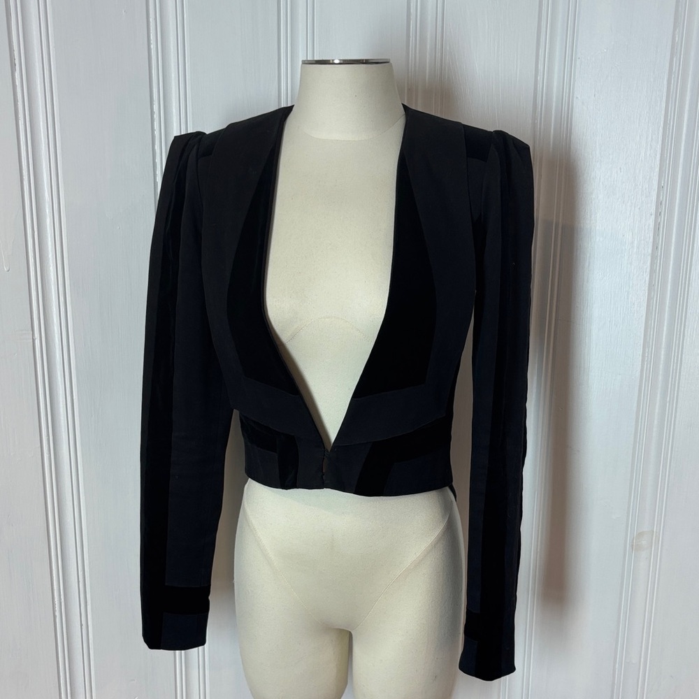 ๐ค BLESSED ARE THE MEEK Architectural Cotton & Velvet Blazer โ Size 8